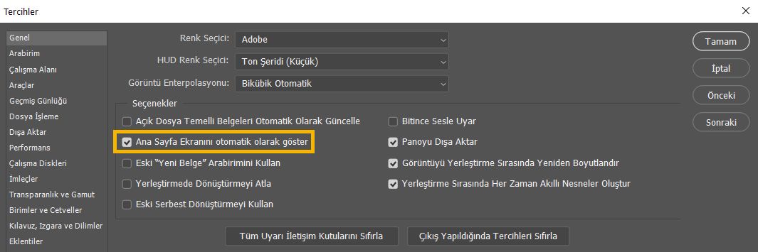 Ana Sayfa Ekranını Otomatik Göster
