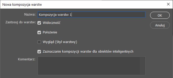 Okno dialogowe Nowa kompozycja warstw
