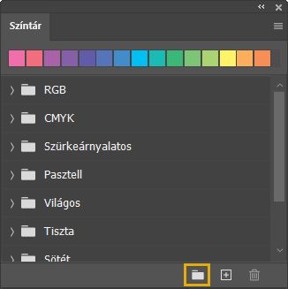 Új csoport létrehozása a Szintárak panelen