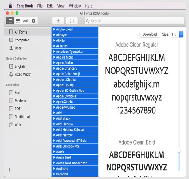 Alle lettertypen