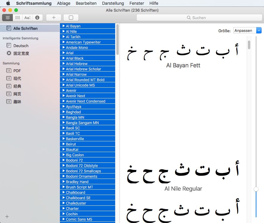 Alle Schriftarten