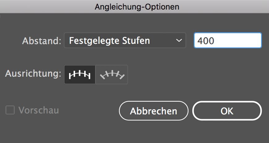 Angleichung-Optionen