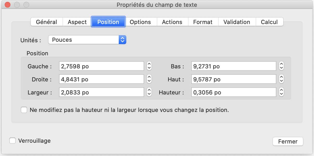 Propriétés du champ