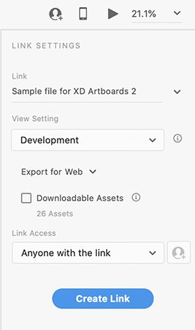 Opzioni Condividi per sviluppo