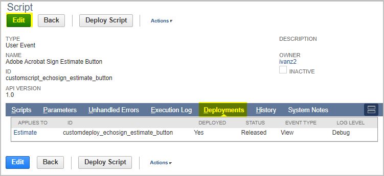 Implantações de script