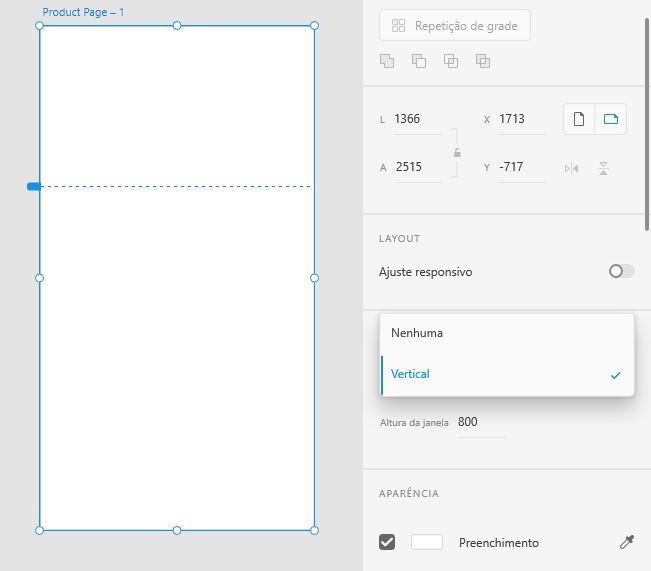 Definir o atributo de rolagem para vertical