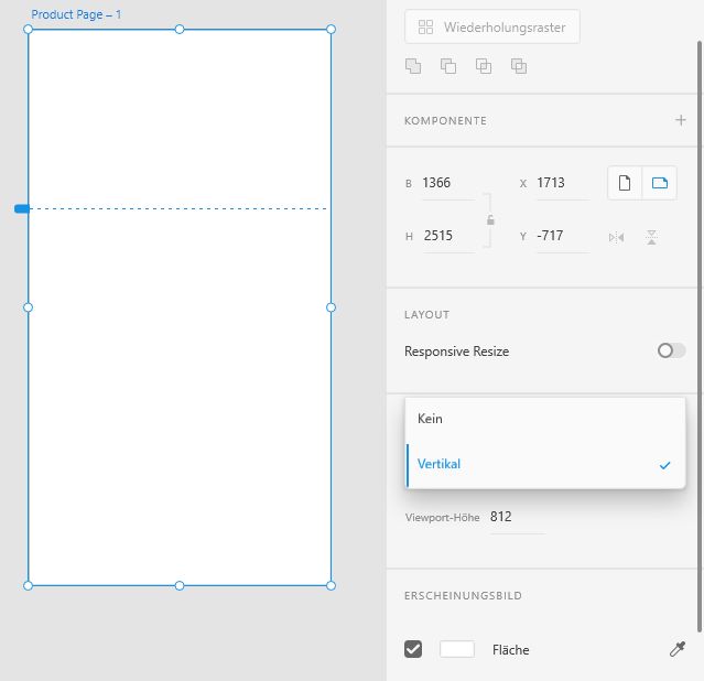 Attribut „Scrolling“ auf „Vertikal“ festlegen