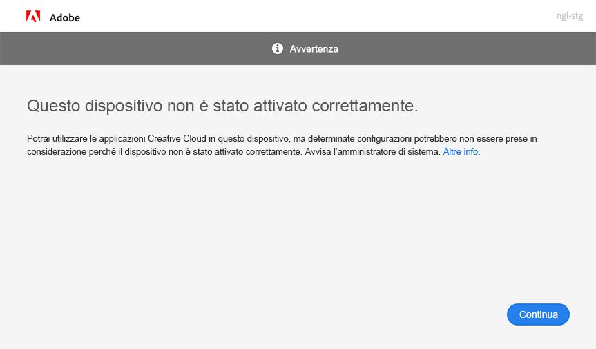 Errore di avvio