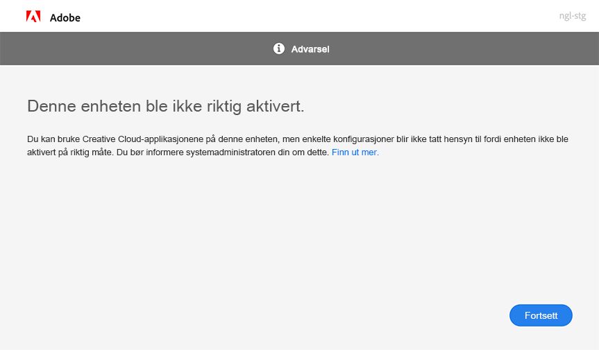 Feil ved oppstart