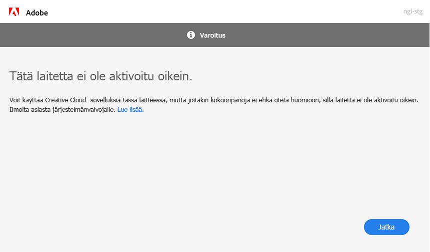 Käynnistysvirhe