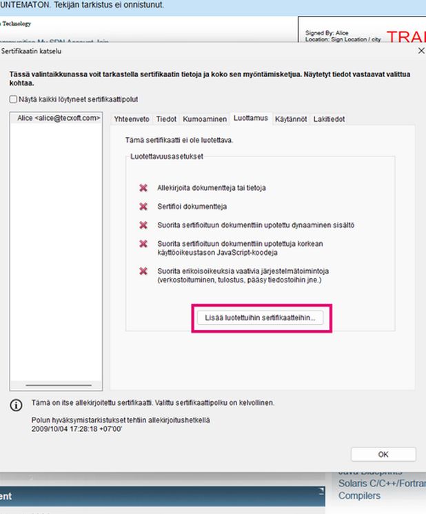 Itse allekirjoitettu sertifikaatti
