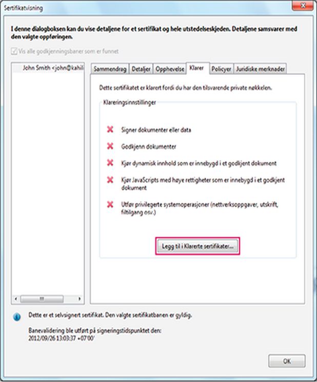 Et selvsignert sertifikat