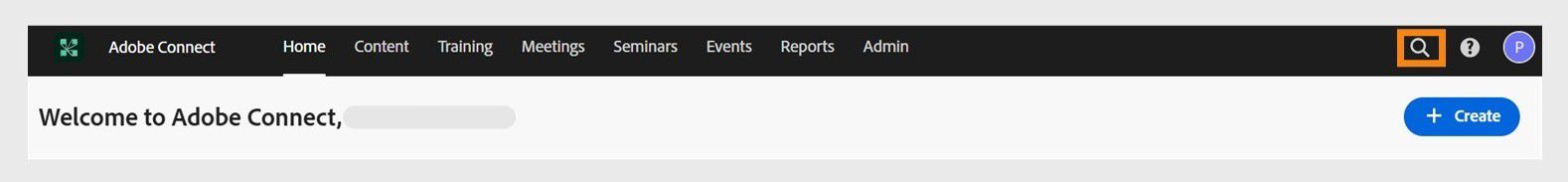Search option in the top bar menu