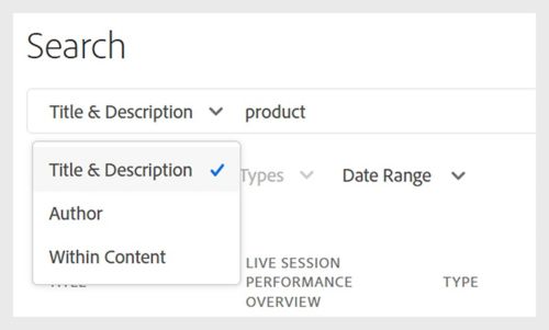 Available Search options
