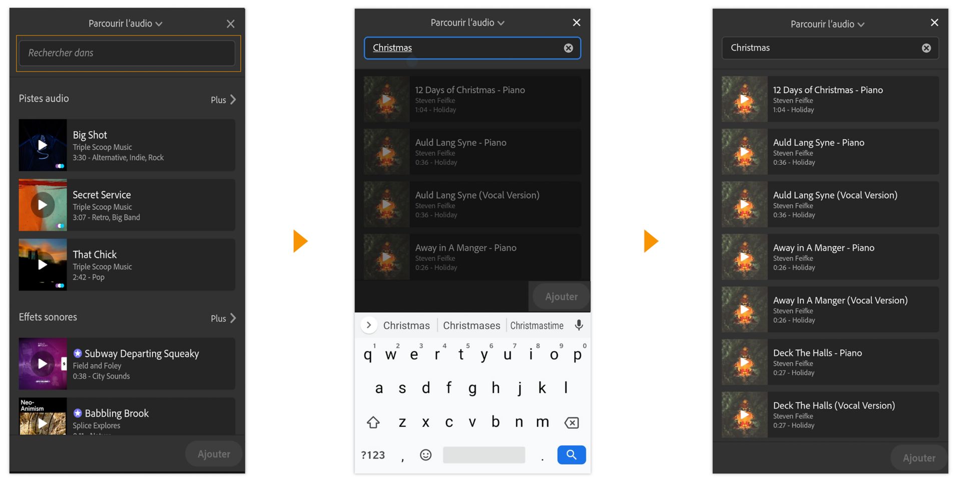 Recherche de contenus audio