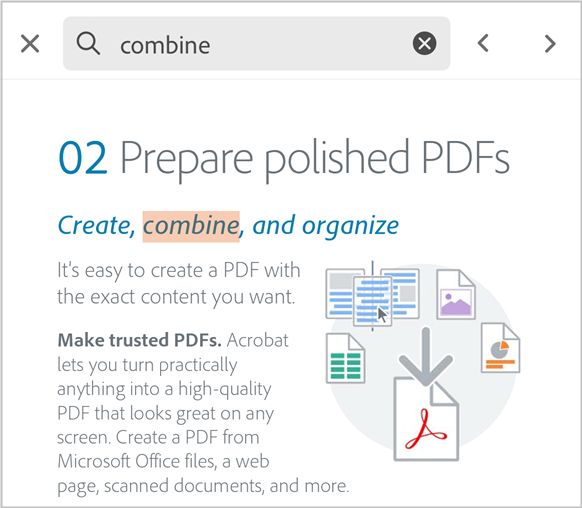 Use o aplicativo do Acrobat para iOS para localizar texto em um PDF 