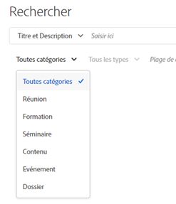 Filtres de recherche