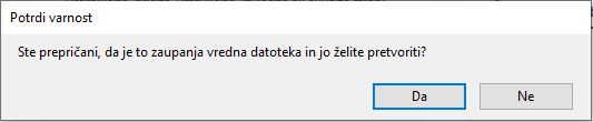 Varnostno sporočilo z opozorilom