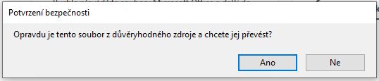 Zpráva s upozorněním zabezpečení