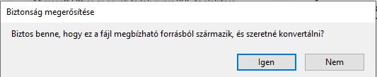 Biztonsági figyelmeztető üzenet