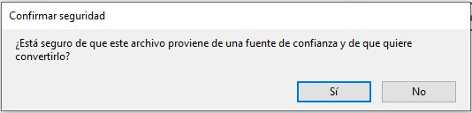 Mensaje de advertencia de seguridad