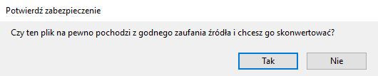 Komunikat ostrzeżenia zabezpieczeń