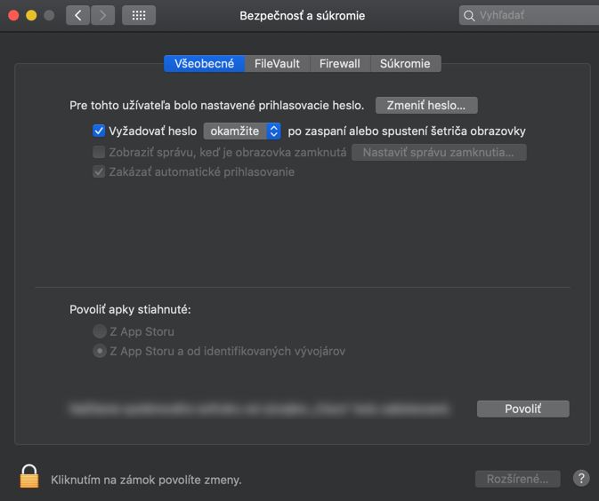 Dialógové okno Preferencie zabezpečenia