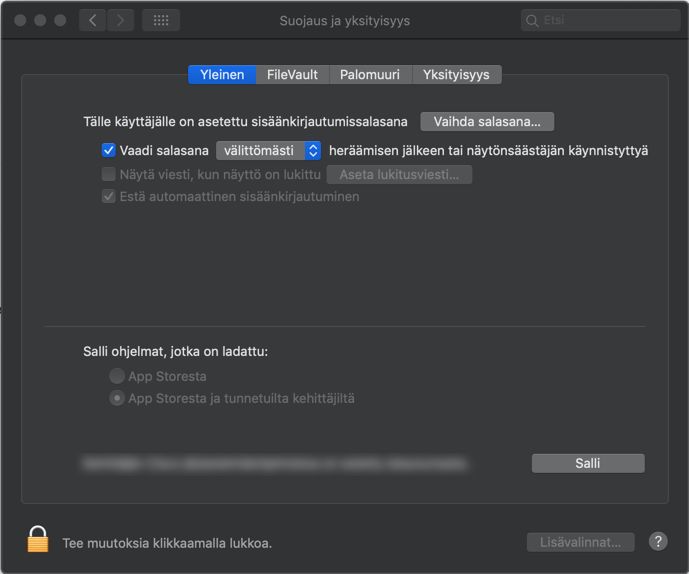 Suojaus-asetukset-valintaikkuna