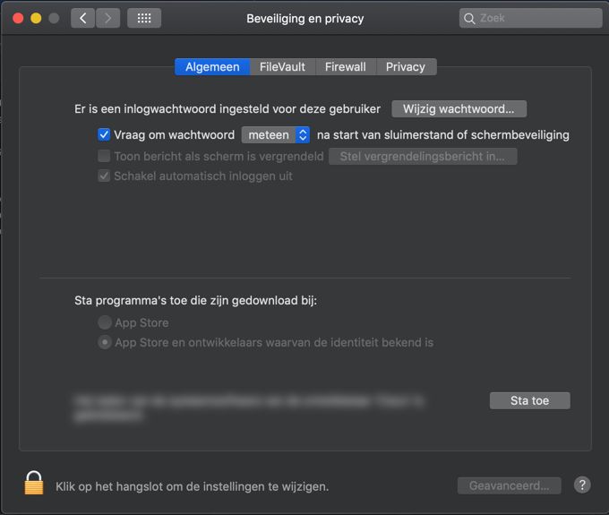 Dialoogvenster Beveiligingsinstellingen