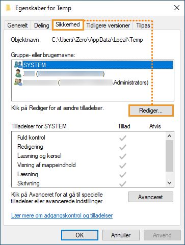 Fanen Sikkerhed i Windows