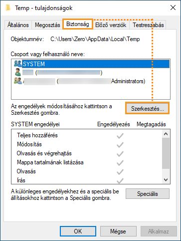 Biztonság lap Windows operációs rendszerben