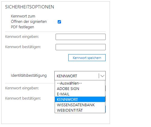 Vorlage – Sicherheitsoptionen