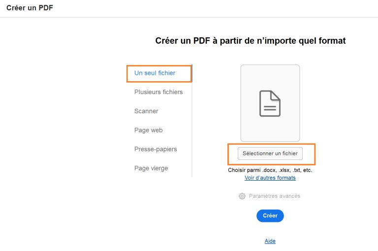 Sélectionner un fichier