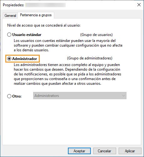 Seleccionar los miembros del grupo de administradores