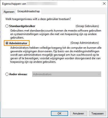Selecteer Groepslidmaatschap voor beheerders