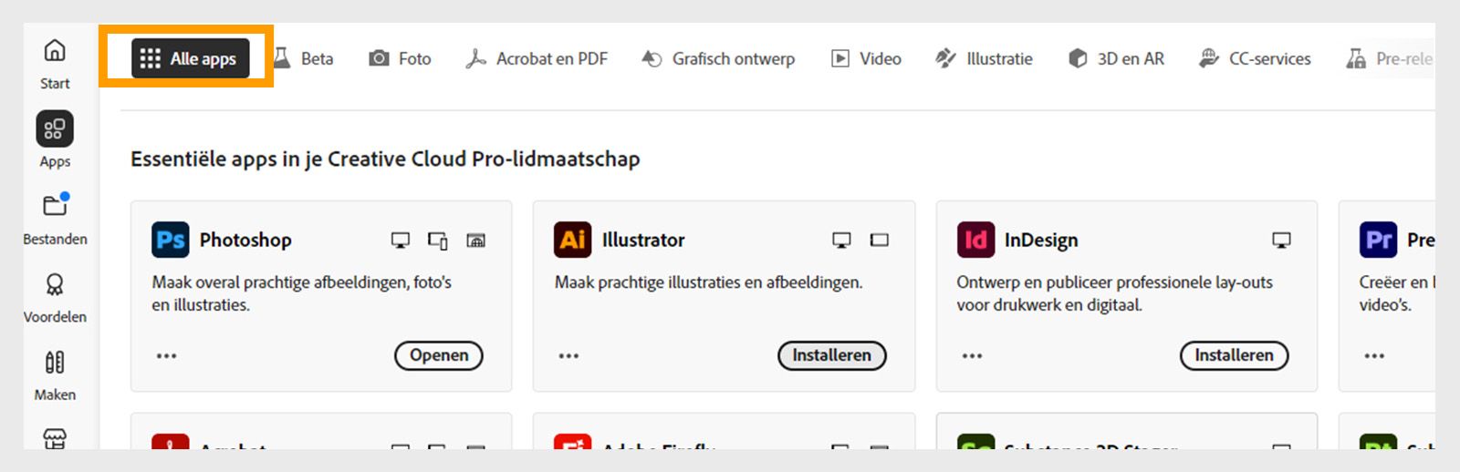 Selecteer Je applicaties om alle applicaties te bekijken die zijn geïnstalleerd op je computer
