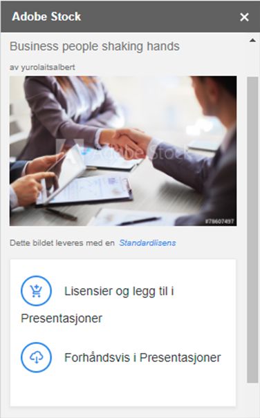 Forhåndsvis det valgte bildet i Presentasjoner
