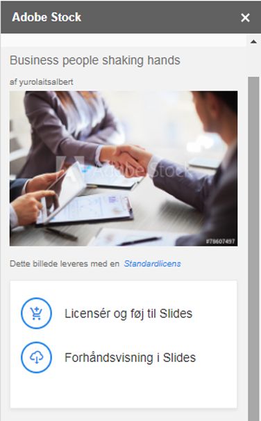 Få forhåndsvist det valgte billede i Slides