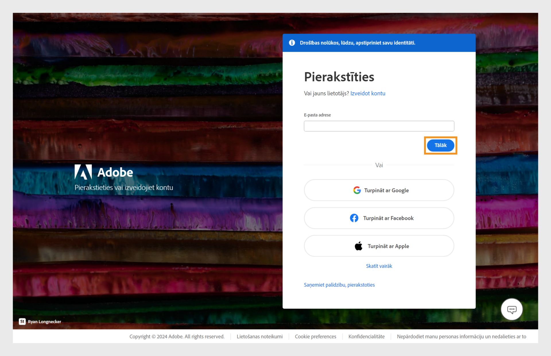 Izvēlieties pierakstīties, lai atkārtoti instalētu vai aktivizētu vecākas Adobe lietotnes