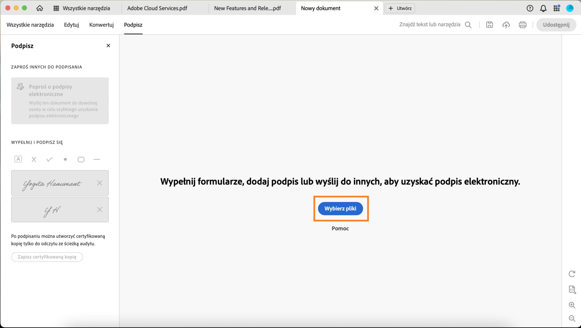 Zaznaczanie plików w różnych formatach