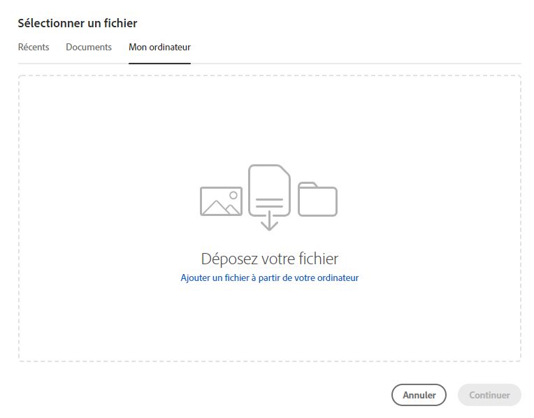 Sélectionner un fichier à partir de votre ordinateur