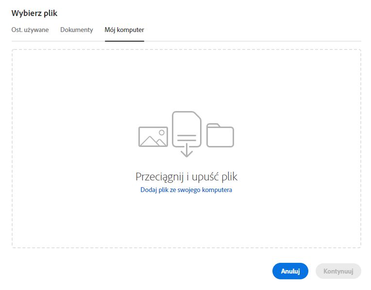 Wybieranie plików z komputera