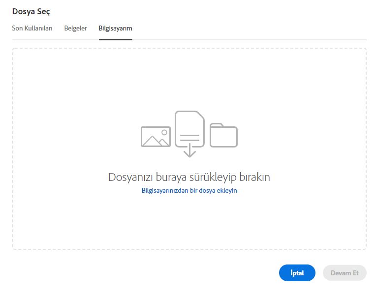 Bilgisayarınızdan bir dosya seçme