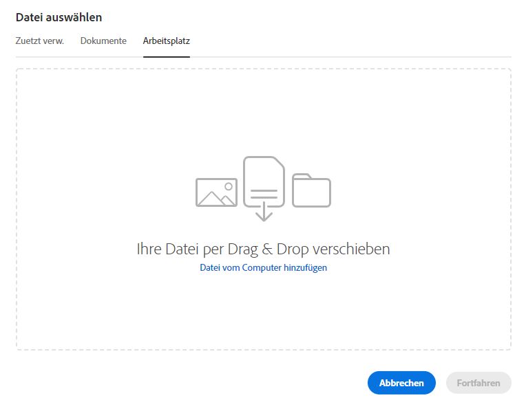 Datei vom Computer auswählen