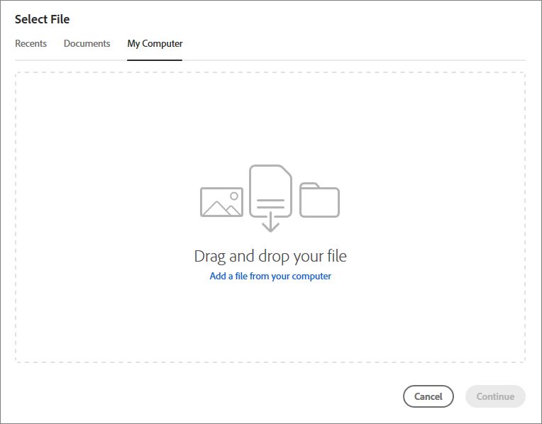 Seleccionar un archivo de su equipo