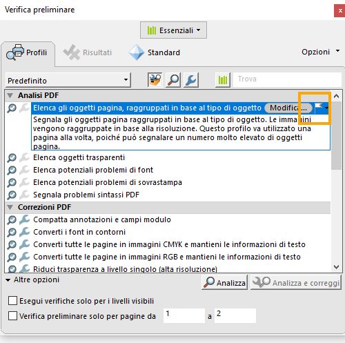 La finestra di dialogo Verifica preliminare viene mostrata con l’opzione del flag evidenziata