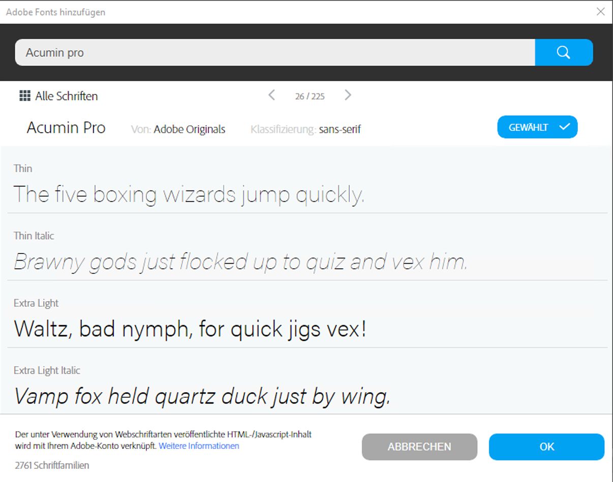 Schriftarten auswählen