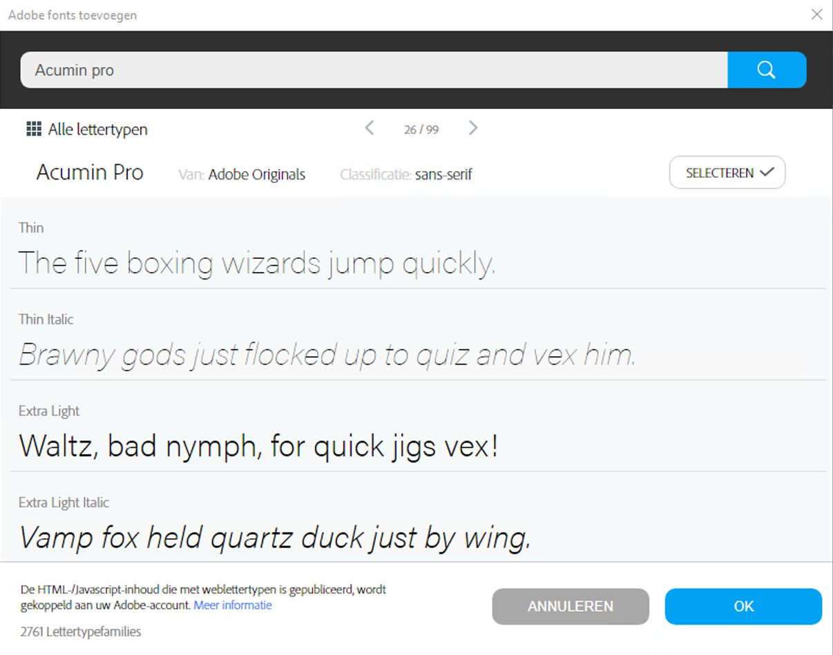 Lettertypen selecteren