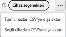 Cihaz listesini dışa aktarma