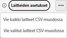 Laiteluettelon vieminen